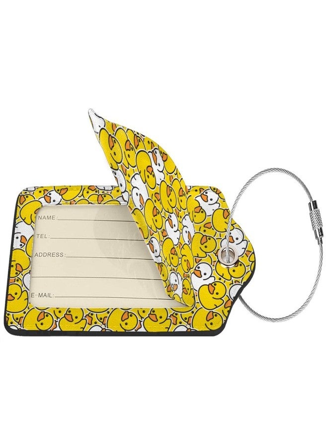 Vridoyt 2 Pcs Cute Cartoon Rubber Ducky Luggage Tag for Suitcase,Identifiers Privacy Cover ID Label with Steel Loop, Duck Tags Gift for Men Women Boy Girl - Image 3